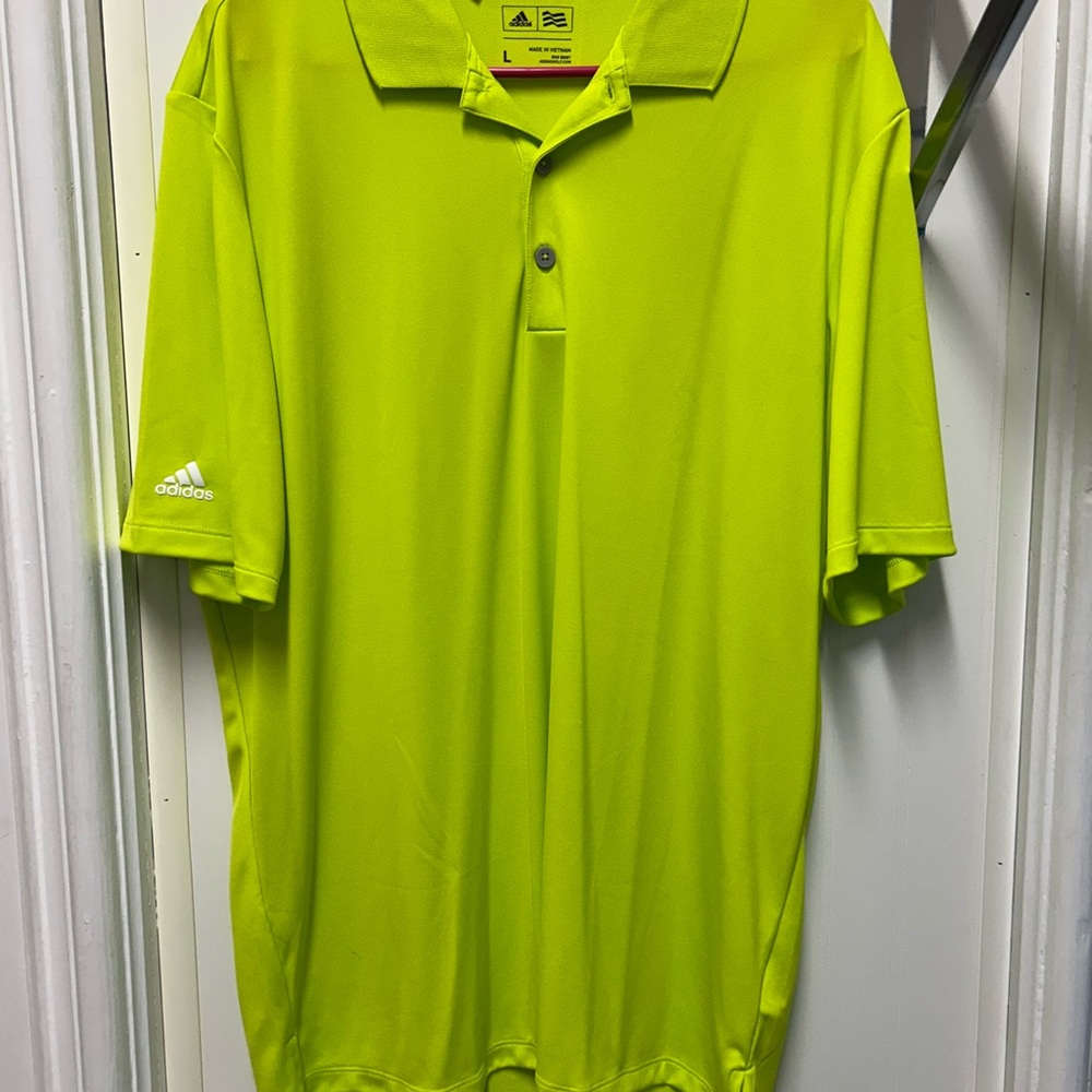 Adidas Men's Neon Green Polo Shirt